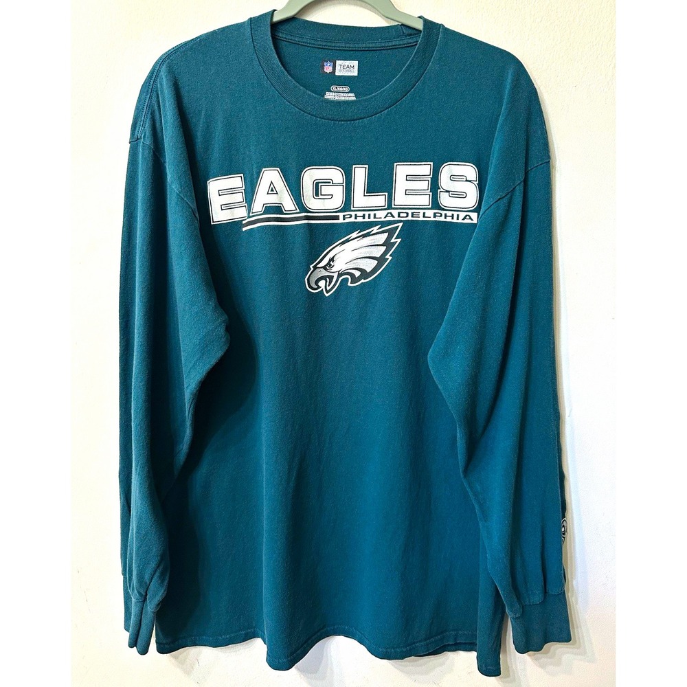 Philadelphia Eagles Long Sleeve Shirt Mens XL Green NFL Team Apparel Graphic Tee